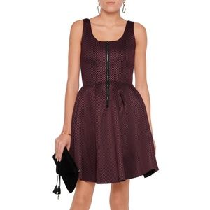 Maje - Merlot & Black Mesh Neoprene Cocktail Dress